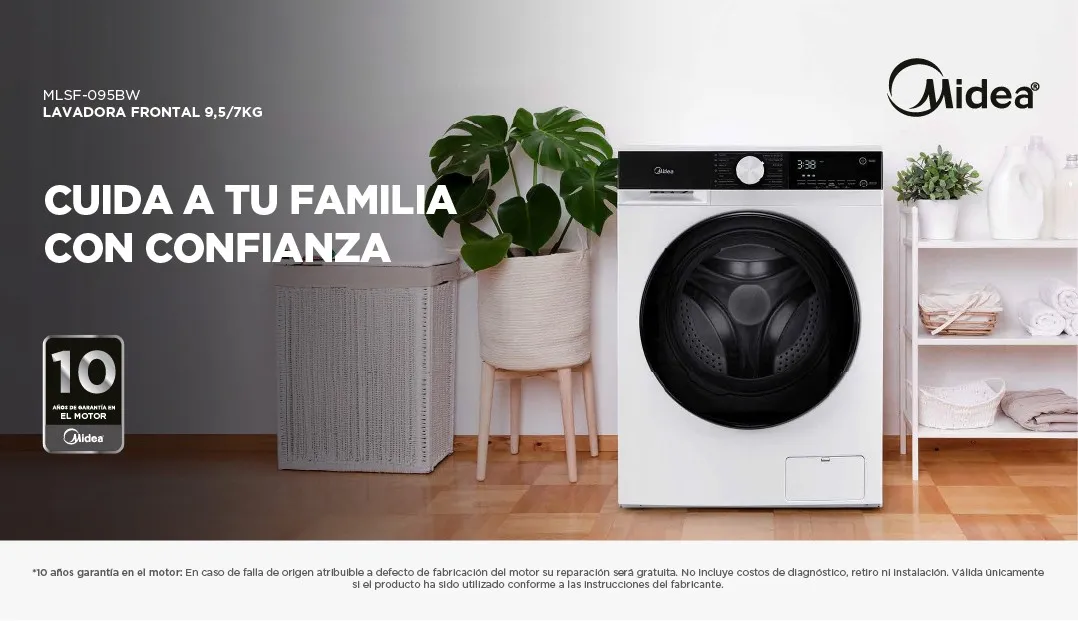 Lavadora Secadora Automática Midea 9,5/7 Kg MLSF-095B/W Blanca