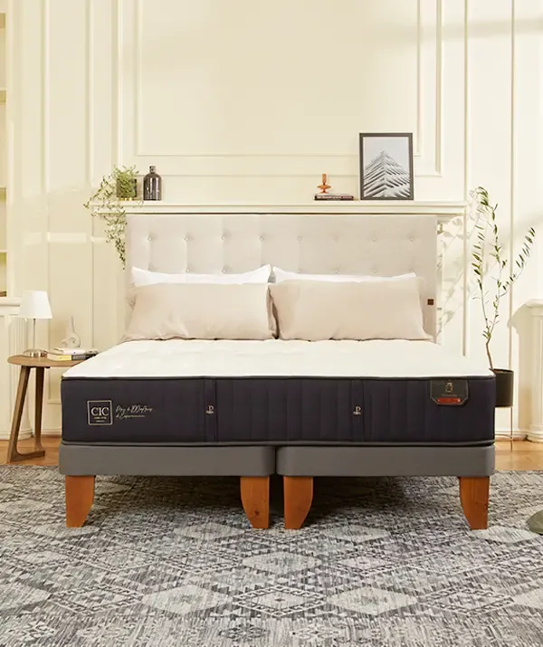 Cama Europea CIC Base Dividida 2 Plazas Premium + Respaldo New